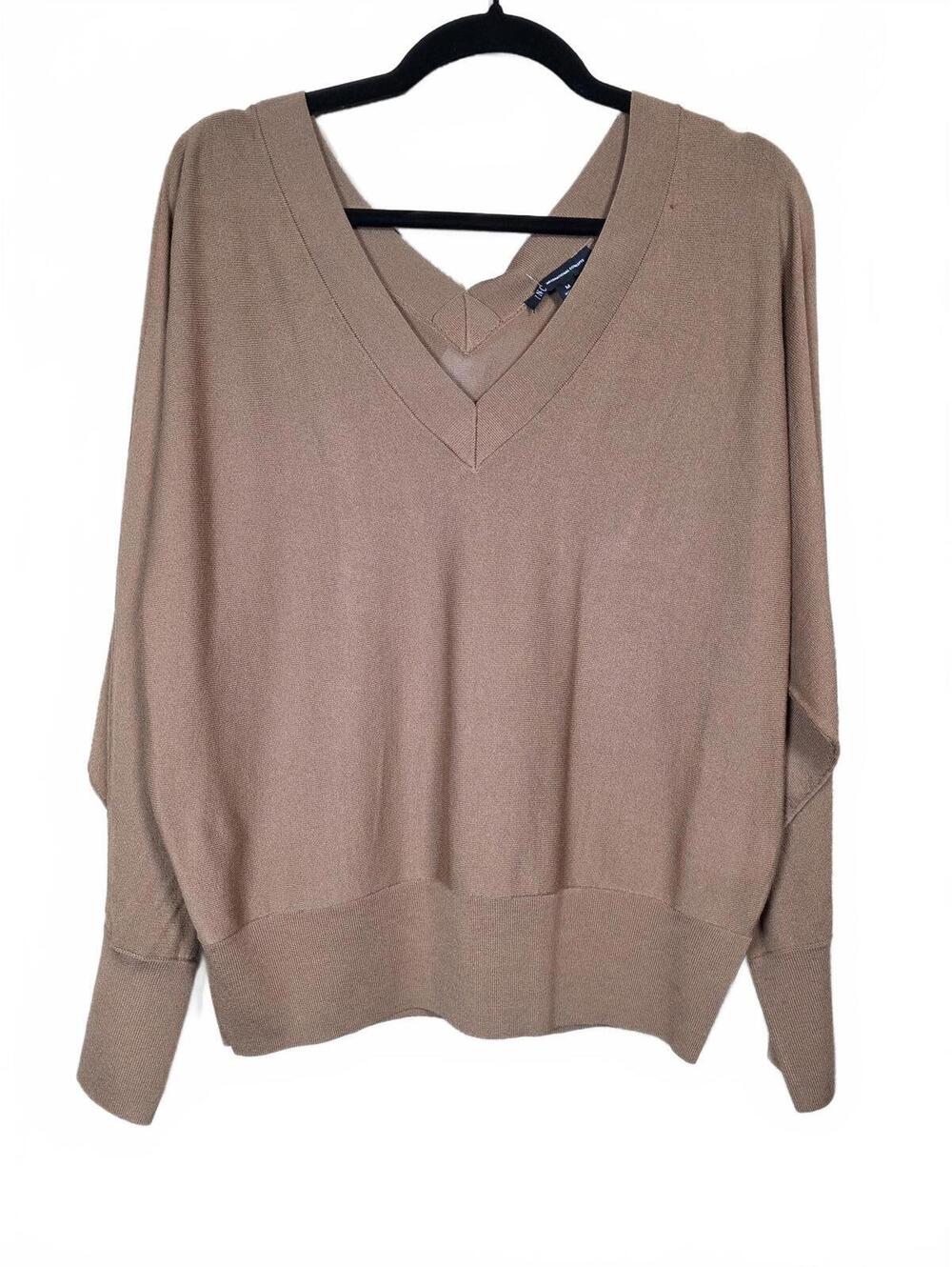 INC INTERNATIONAL CONCEPTS WOMEN’S V‑NECK SAIRA SWEATER BROWN M